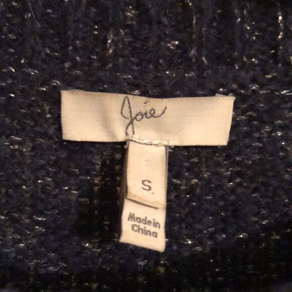 Joie S Indigo Blue Silver Metallic Knit Alpaca Blend Pullover Sweater - Picture 12 of 14